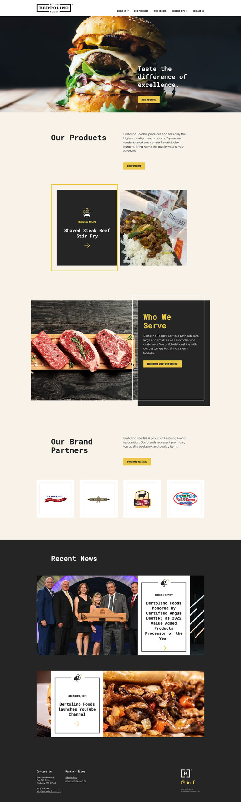Bertolino Foods homepage design