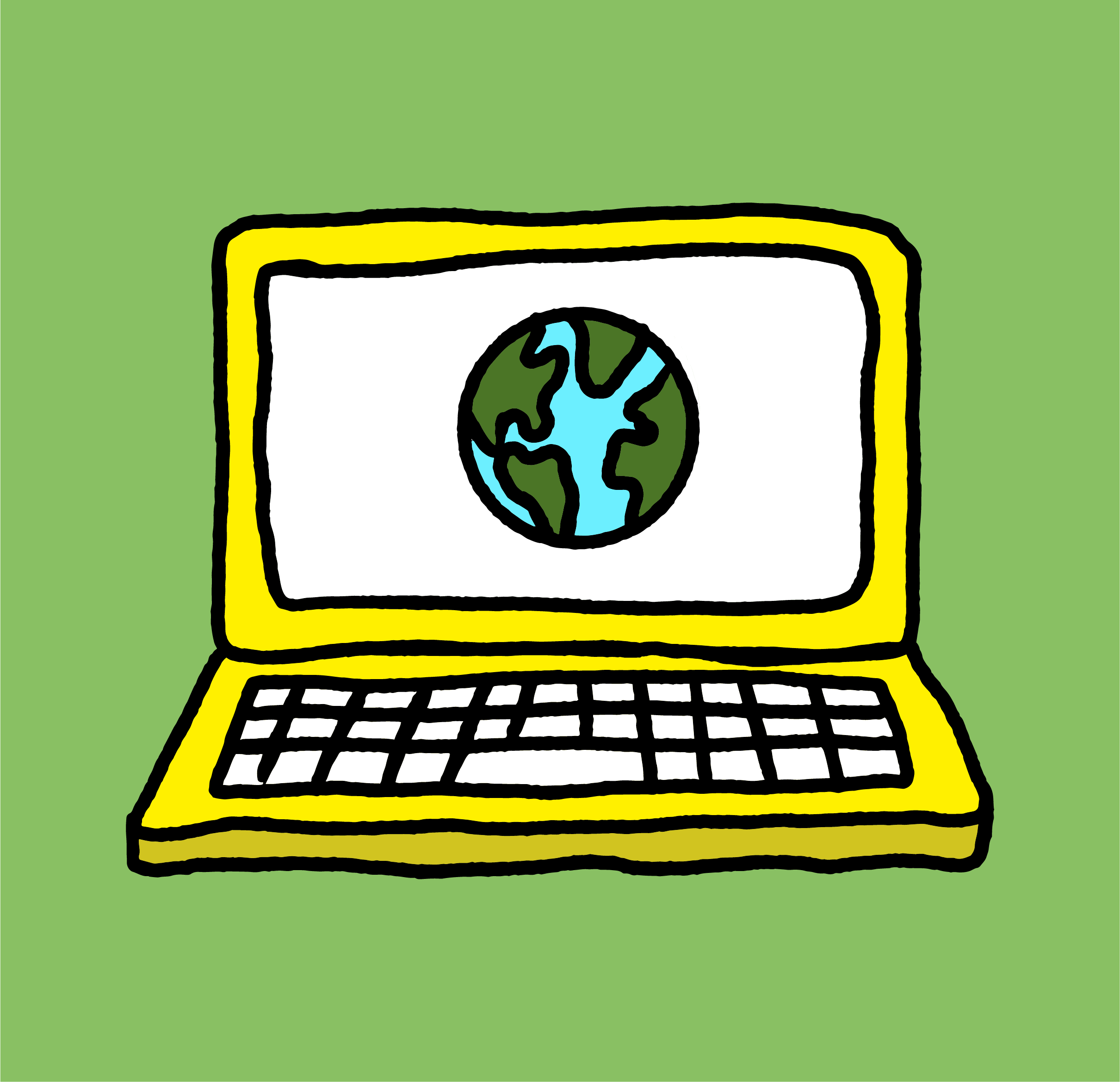 laptop illustration with earth
